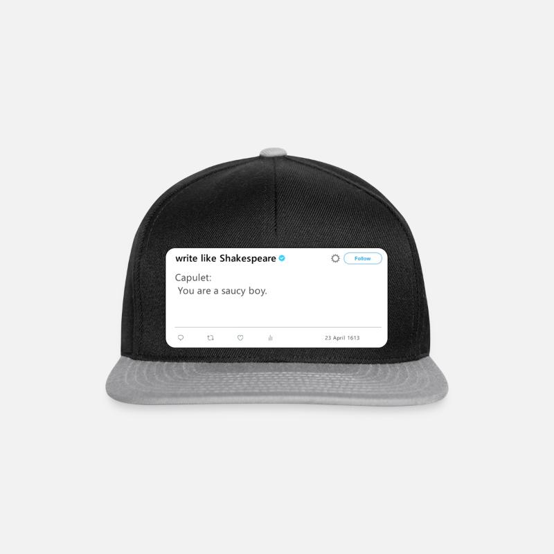 Funny Shakespeare Tweet - Snapback Cap - Schwarz/Grau