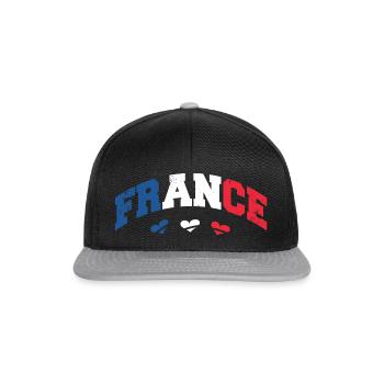 France mit Herzen Frankreich Tricolore mit Herzen - Snapback Cap - Schwarz/Grau - Vorne