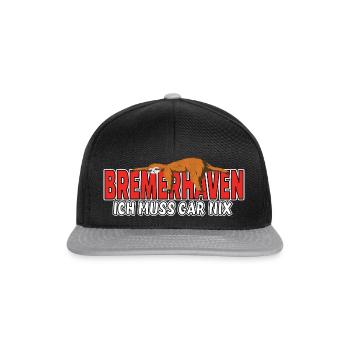 Bremerhaven ich muss gar nix Faultier Heimat - Snapback Cap - Schwarz/Grau - Vorne
