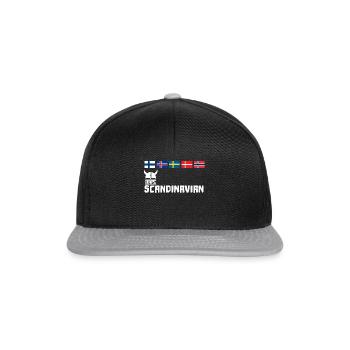Wikingerhelm Skandinavien 100% Skandinavier Flagge - Snapback Cap - Schwarz/Grau - Vorne