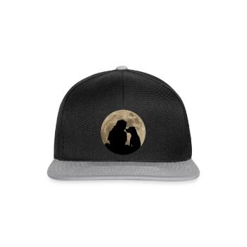 Hund Hundeliebhaber Mond Silhouette Tierfreund - Snapback Cap - Schwarz/Grau - Vorne