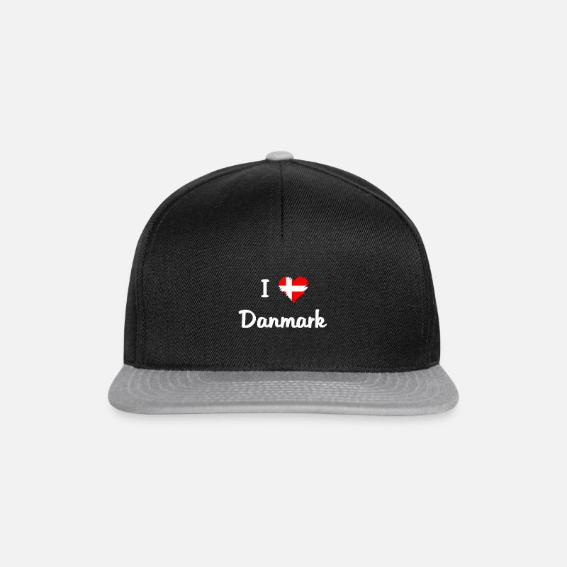 J'aime le Danemark. Danemark. - Casquette snapback - noir/gris