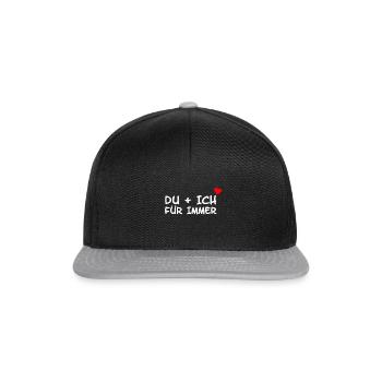 Du und Ich Liebe Herz für immer - Snapback Cap - Schwarz/Grau - Vorne