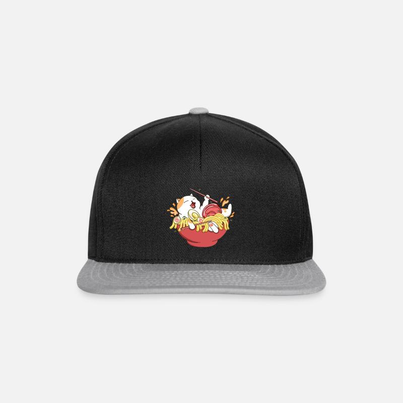 Happy Cat Ramen Noodles - Snapback Cap - black/grey