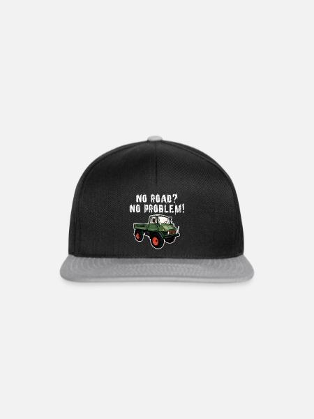 No Road? No Problem! Unimog - Offroad - Oldtimer - Snapback Cap - Schwarz/Grau
