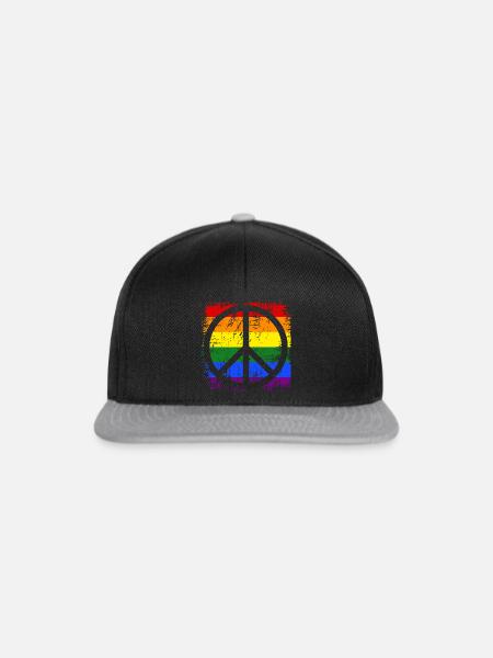 Peacezeichen Regenbogen - Snapback Cap - Schwarz/Grau