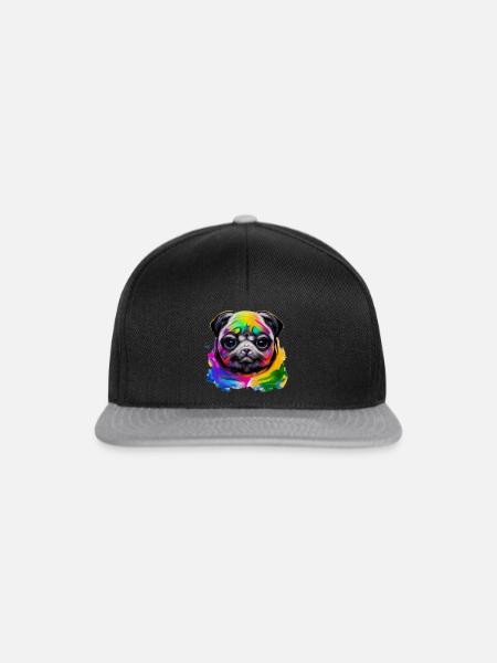 Mops in Farbe - Snapback Cap - Schwarz/Grau