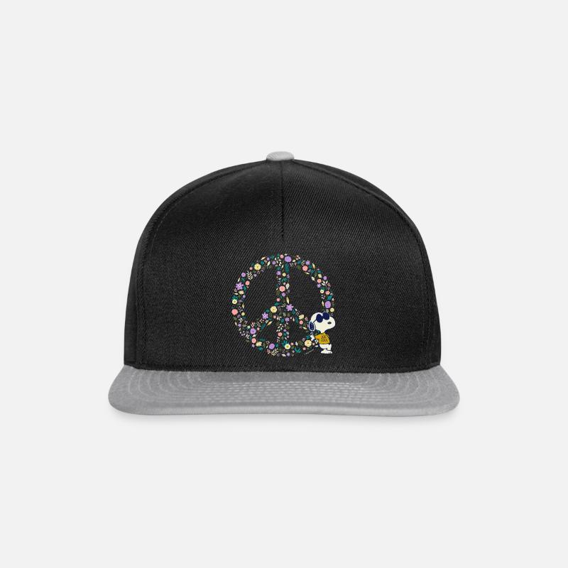 Peanuts Snoopy Peace Zeichen Frieden - Snapback Cap - Schwarz/Grau