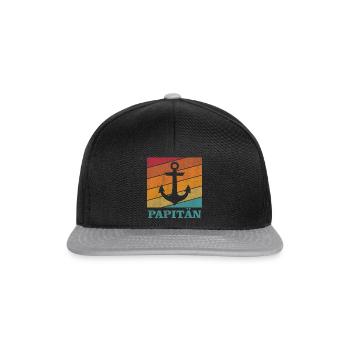 Papänn Papitän Father's Day Best Papa Captain - Snapback Cap - Schwarz/Grau - Vorne