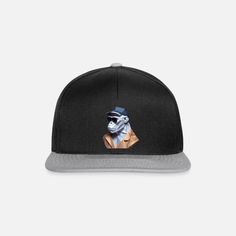 Cool monkey in wrinkled robe - Snapback Cap - black/grey