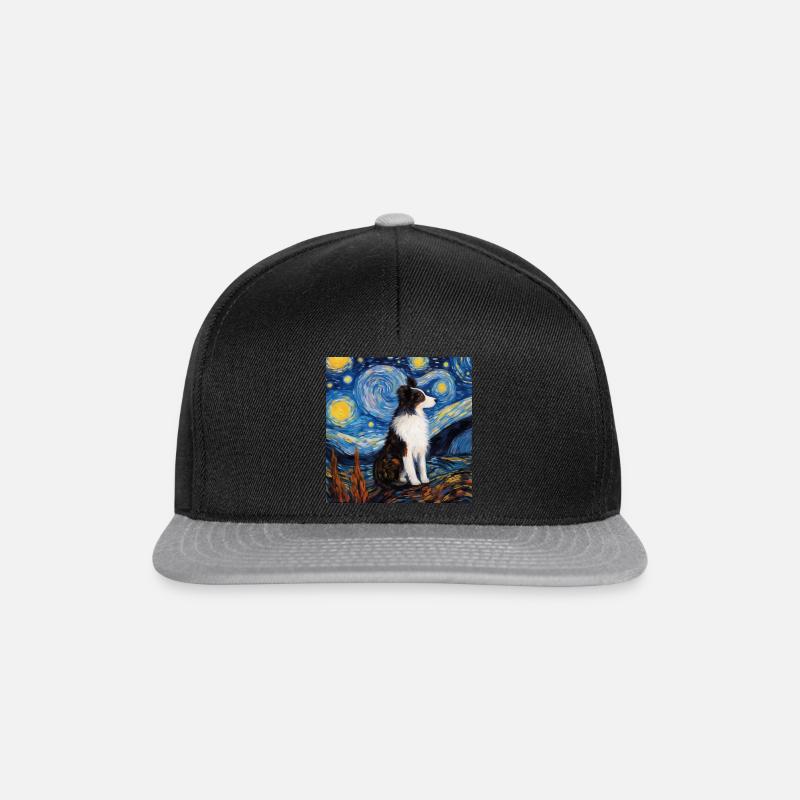 Border Collie Sternennacht - Snapback Cap - Schwarz/Grau