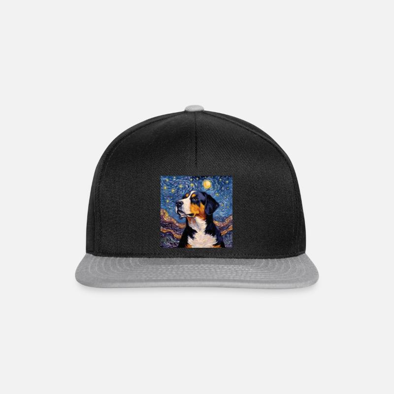 Grosser Schweizer Sennenhund Sternennacht - Snapback Cap - Schwarz/Grau