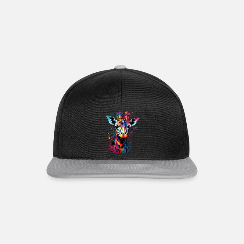 Bunte Girffe - Snapback Cap - Schwarz/Grau