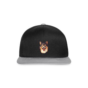 Finnish Lapphund Dog Breed Watercolor Cartoon Kawa - Snapback Cap - black/grey - Front