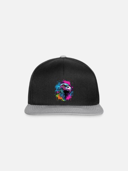 Graffity Adler Kopf Motiv - Snapback Cap - Schwarz/Grau