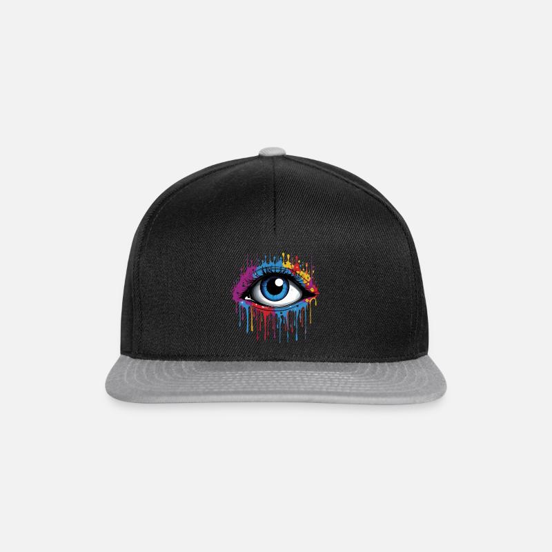 Graffity Augen Motiv - Snapback Cap - Schwarz/Grau