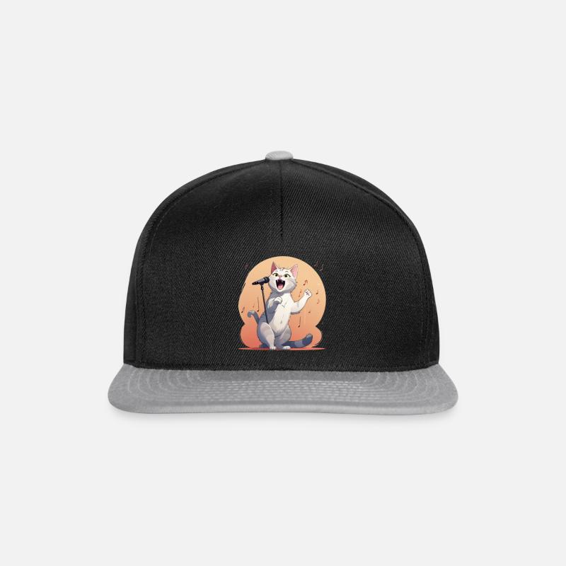 Singende Katze - Snapback Cap - Schwarz/Grau