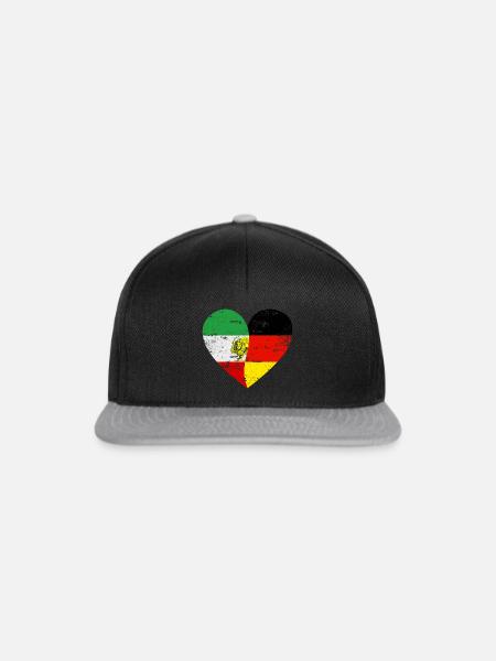 Iranian German Flaggenherz - Snapback Cap - Schwarz/Grau