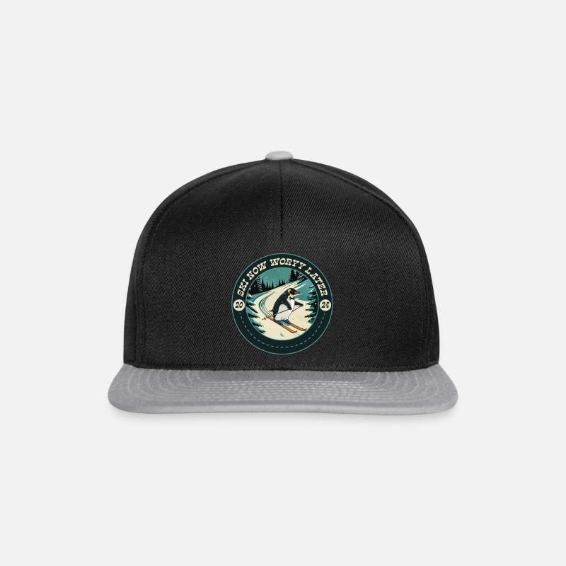 Ski now - worry later - Snapback Cap - black/grey
