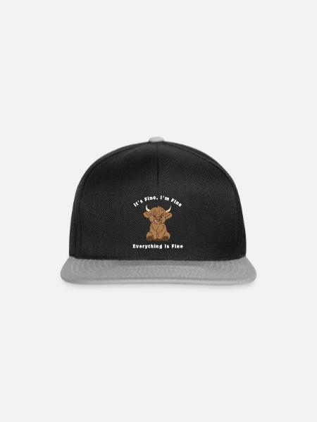 It's Fine I'm Fine Everything Is Fine Highland Cow - Snapback Cap - Schwarz/Grau