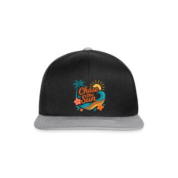 chase the sun | Sommer Design - Snapback Cap - Schwarz/Grau - Vorne