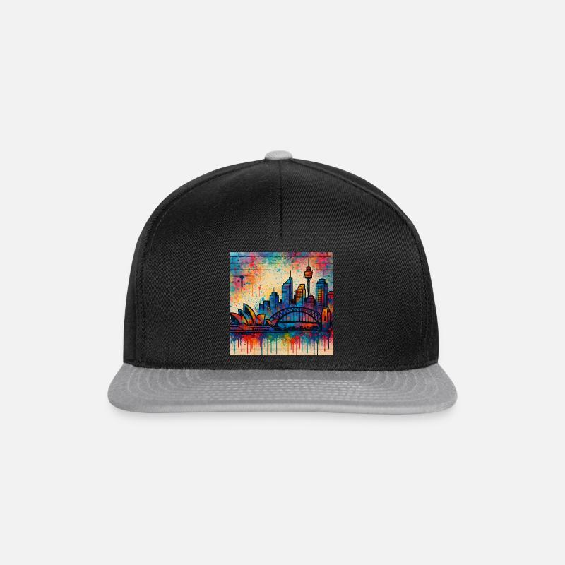 Graffiti Kunst von Sydneys Skyline - Snapback Cap - Schwarz/Grau