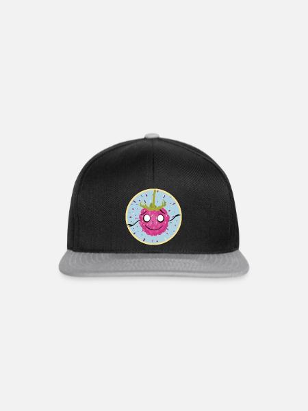 Kuscheliges Himbeer-Gesichtsmotiv - Snapback Cap - Schwarz/Grau