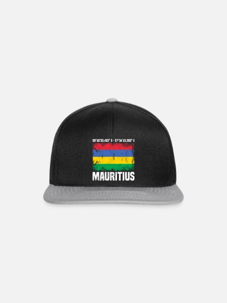 Mauritius Koordinaten - Snapback Cap - Schwarz/Grau