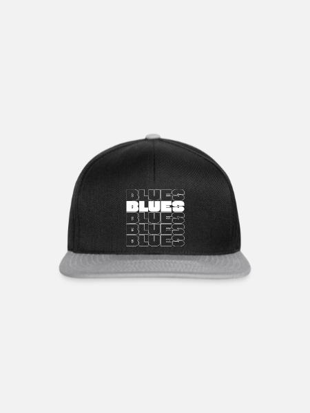 Fette Blues Wiederholungsrastertypografie - Snapback Cap - Schwarz/Grau