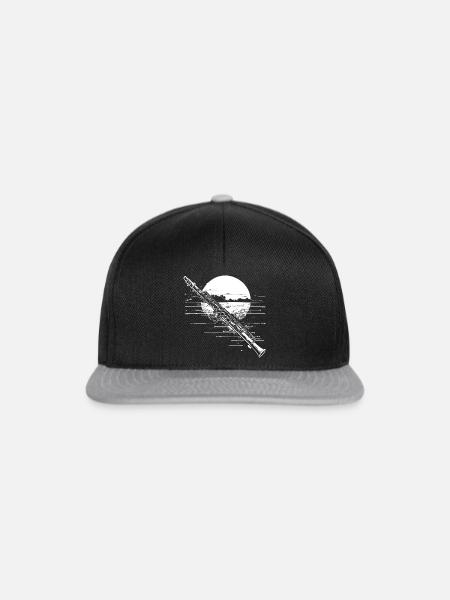 Flöte Zeichnung - Snapback Cap - Schwarz/Grau