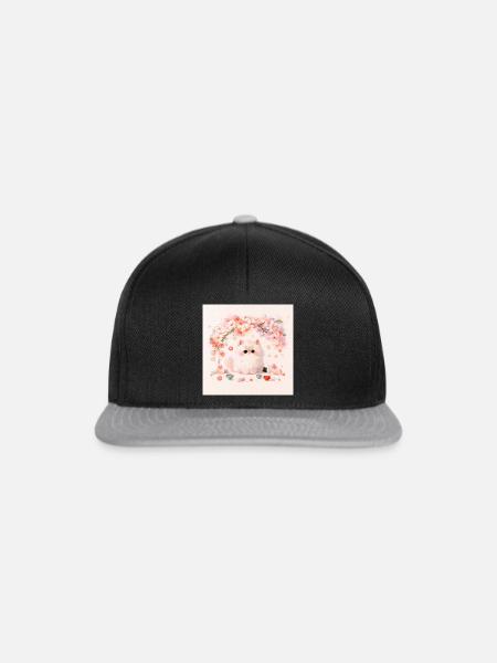 Pastel Kitten Frühlingsblumen - Snapback Cap - Schwarz/Grau