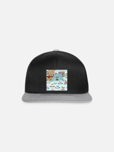 Flauschiges Wintermonster mit Schneekugel-Sammlung - Snapback Cap - Schwarz/Grau