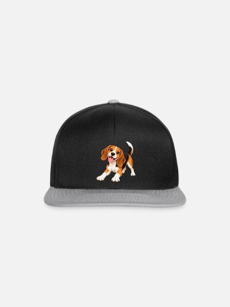 Fröhlicher Beagle Clipart - Snapback Cap - Schwarz/Grau