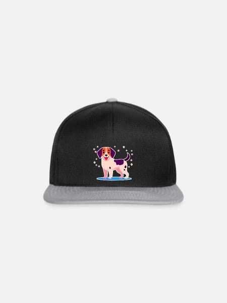 Dreifarbiges Hündchen (Lila) - Snapback Cap - Schwarz/Grau