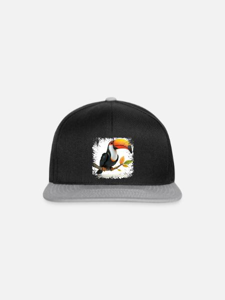 Farbenfroherr Toucan am Ast - Snapback Cap - Schwarz/Grau