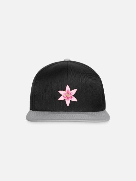 Rosa Lilien-Blumenillustration - Snapback Cap - Schwarz/Grau