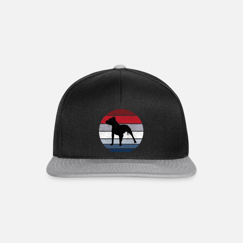 Pitbull Hund Rasse Retro Tier Lustig - Snapback Cap - Schwarz/Grau