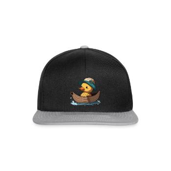 Canard mignon en bateau à rames avec chapeau d’été et fleur - Casquette snapback - noir/gris - Devant