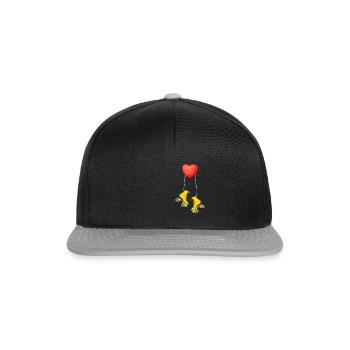Ein Herz für Rollschuhfahren Skater Rollschuhe - Snapback Cap - Schwarz/Grau - Vorne