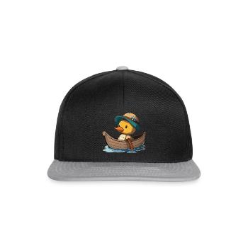 Süße Ente im Ruderboot mit Sommerhut und Blume - Snapback Cap - Schwarz/Grau - Vorne