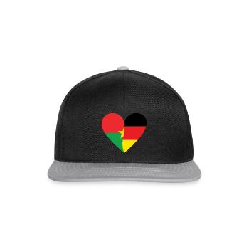 Burkina Faso Germany Heart - Snapback Cap - black/grey - Front