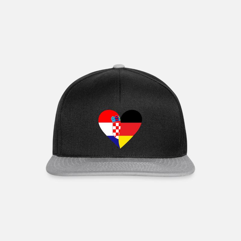 Croatia Germany Heart - Snapback Cap - Schwarz/Grau