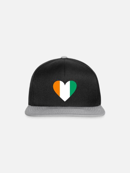Ivory Coast Heart - Snapback Cap - Schwarz/Grau