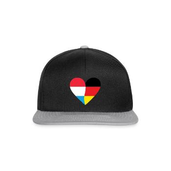 Luxembourg, Allemagne, Cœur - Casquette snapback - noir/gris - Devant