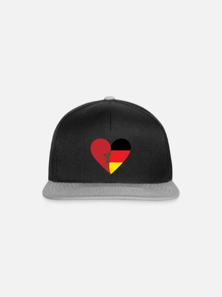 Morocco Germany Heart - Snapback Cap - Schwarz/Grau