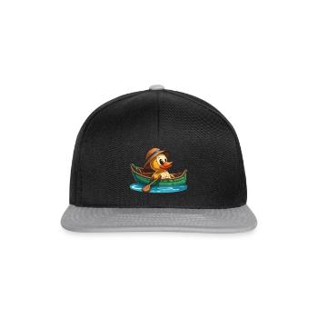 Canard jaune en bateau à rames avec chapeau d’été et fleur - Casquette snapback - noir/gris - Devant