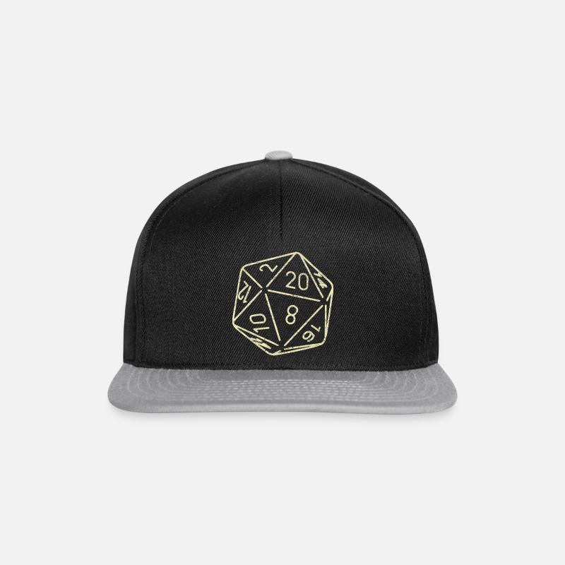 Würfel Brettspiel 20 Seiten Dungeons RPG Dragon - Snapback Cap - Schwarz/Grau