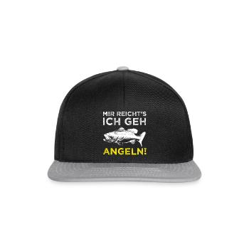 Angeln Fischen Angler Fischer lustiger Spruch - Snapback Cap - Schwarz/Grau - Vorne