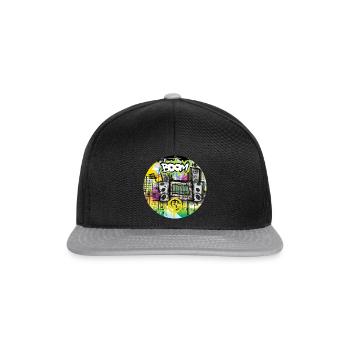 Boom Box with Smiley - Graffiti - Snapback Cap - black/grey - Front