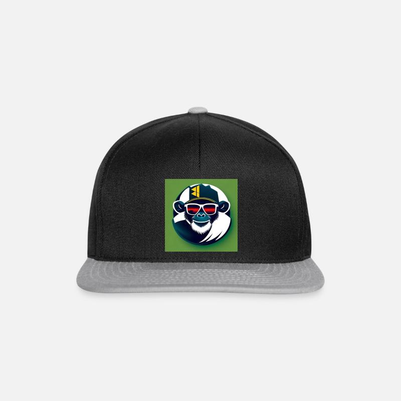 Hyperstylischer Schimpanse mit Brille und Mütze - Snapback Cap - Schwarz/Grau